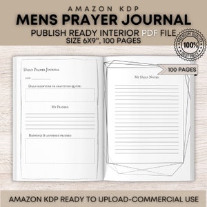 KDP Interiors, Mens Prayer Journal ready to publish Template for Low Content Books, SelfPublish Books, Size(6x9) with bleed COMMERCIAL USE