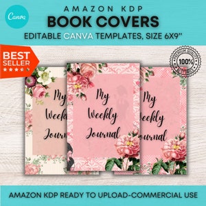 Copertina del libro KDP floreale rosa, pacchetto di libri cartacei 6x9, modello Canva di copertina Kindle, copertine di libri prefabbricate copertina KDP, copertina di libro digitale Amazon