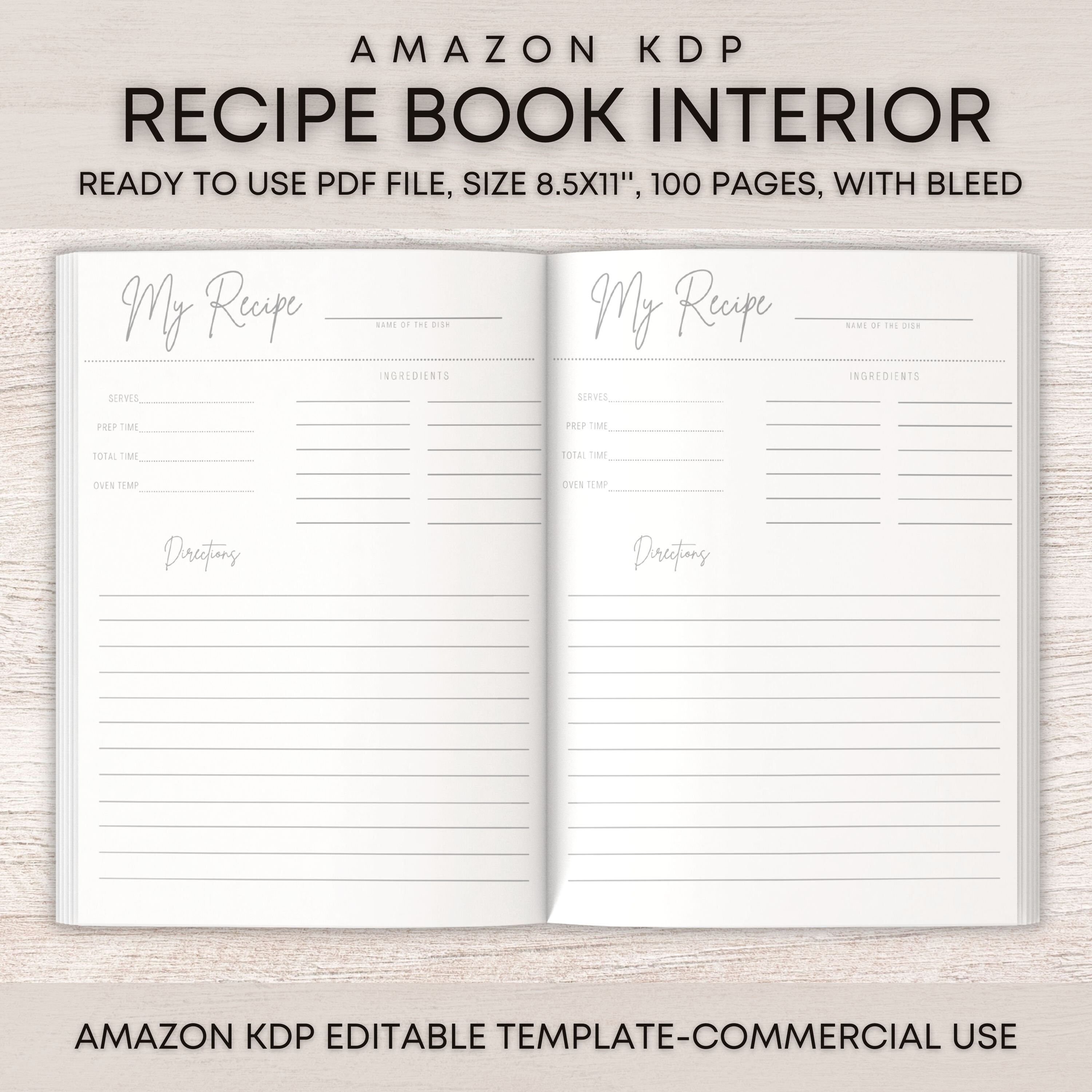Amazon Kdp Recipe Book Interior Template KDP Meal Planner Digital Amazon Kdp Recipe Book Interior Template KDP Meal Planner Digital