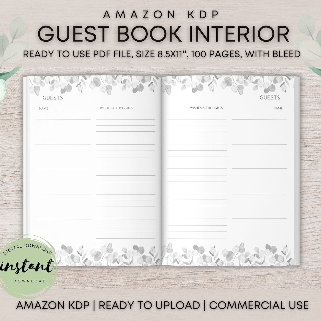 Guest Book KDP Interiors Template, Guestbook Printable PDF Pages, Size 8.5x11'', PDF Instant Download Personal & Commercial Use - Etsy guest-book-kdp-interiors-template-guestbook-printable-pdf-pages-size-8-5x11-pdf-instant-download-personal-commercial-use-etsy