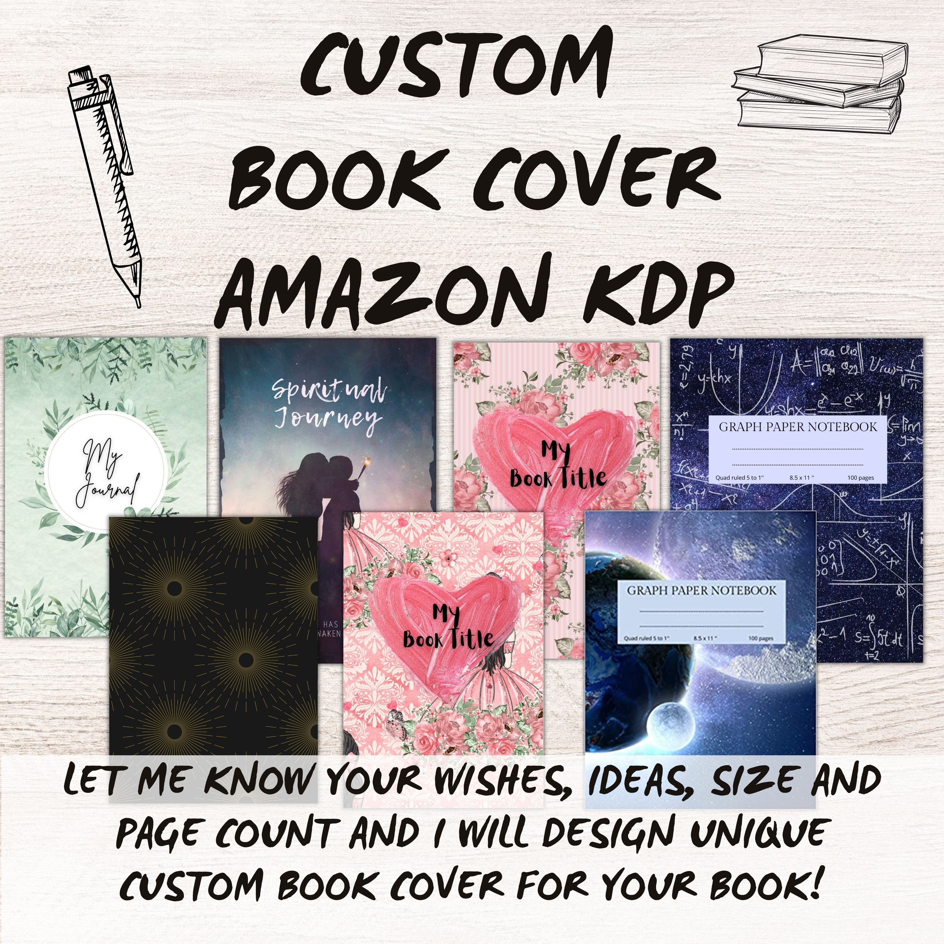 Custom Book Cover KDP Digital Book Cover Design Ebook Cover Etsy