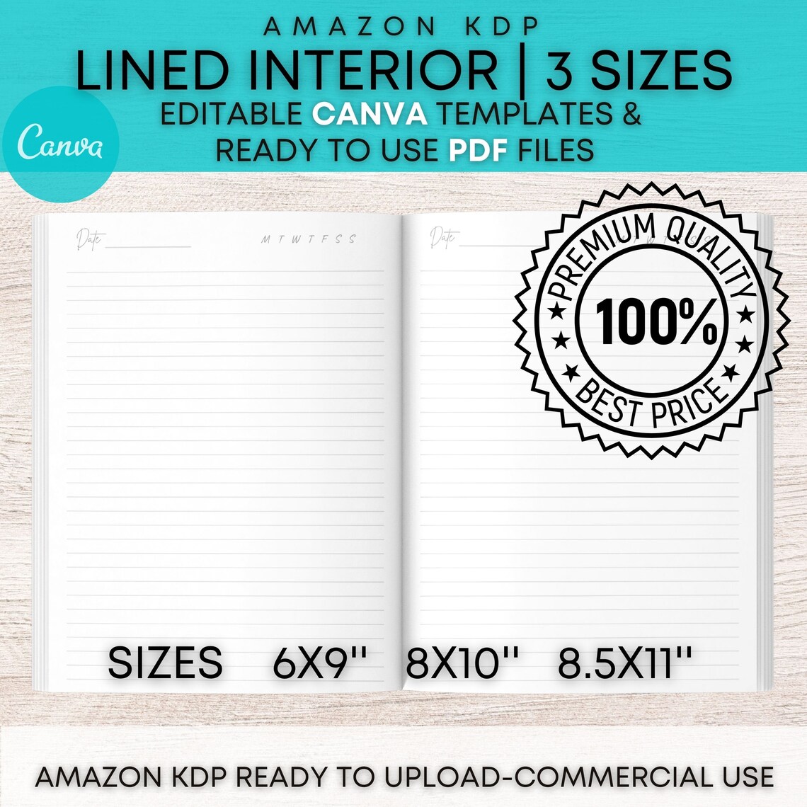 KDP Interiors Canva Template for Low Content Books 100 Page Etsy