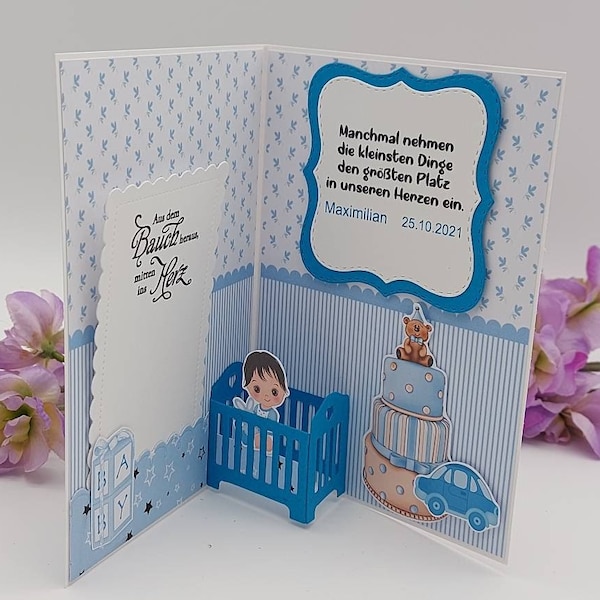 Babykarte, Glückwunschkarte zur Geburt, Gutscheinkarte *personalisiert * verschiedene Sprüche