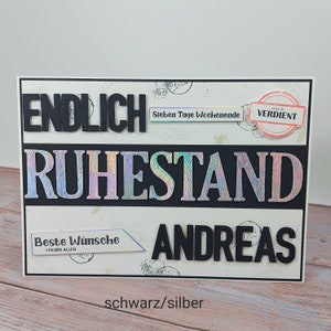 XXL Abschiedskarte A4 *personalisiert* Kollege/in, Ruhestand, Rente *Wunschfarbe wählbar*