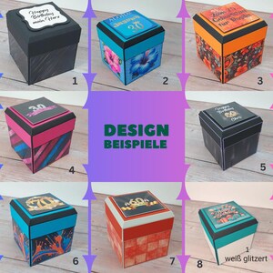 Puede incluir: Una colecci&oacute;n de ocho cajas de regalo decorativas con varios dise&ntilde;os. Las cajas presentan diferentes combinaciones de colores, incluyendo negro, azul, rosa y rojo. Algunas cajas tienen texto como "Happy Birthday" y "Aloha". Las cajas son cuadradas.