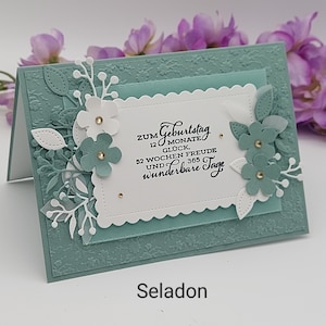 Personalisierbare Geburtstagskarte mit Blüten und Zweigen - Einzigartig, Verziert und Handgemacht, exquisite und elegante Glückwunschkarte