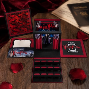 Explosionsbox Tanz der Vampire Musical | auch Dracula mögl, personalisiert, handgemacht, Gutscheinverpackung, Geldgeschenk, Ticketverpackung