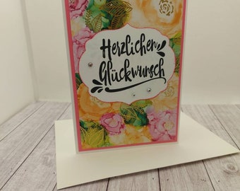 Hochzeitskarte , Gratulation dem Hochzeitspaar