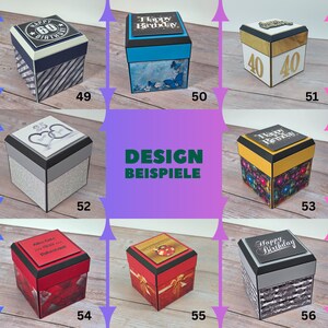 Puede incluir: Una colecci&oacute;n de cajas de regalo decorativas con varios dise&ntilde;os. Algunas cajas presentan el texto "Happy Birthday", mientras que otras muestran los n&uacute;meros "60th Birthday" o "40". Las cajas exhiben diversos patrones, incluyendo rayas, mariposas y motivos florales.