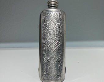 Slimline Embossed Pewter Scottish Piper Flask