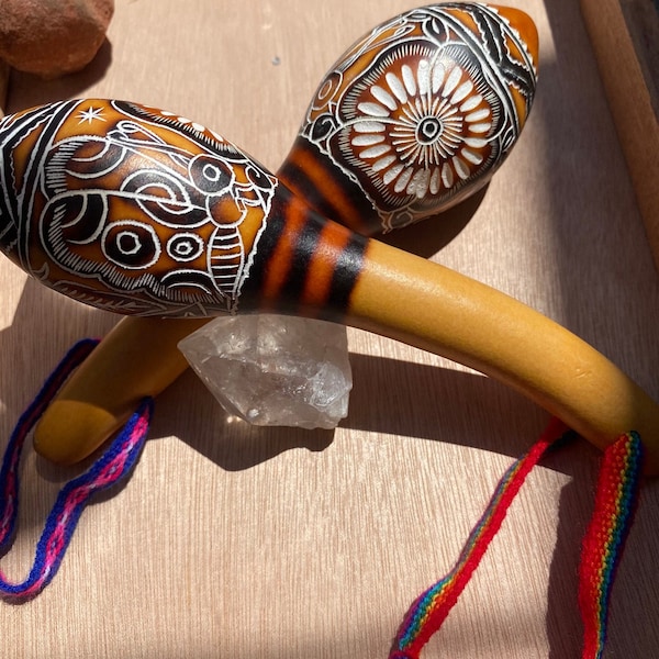 Peruvian Carved Gourd Rattle, Shamanic Healing Sound Instrument
