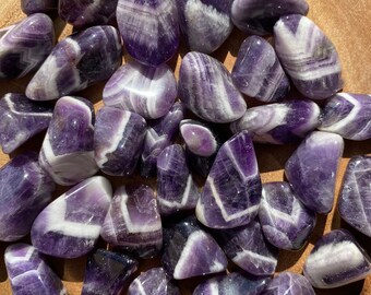 Chevron Amethyst Tumbled Stones, Third Eye Chakra, Set of 5