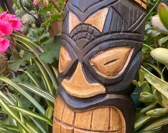 Máscara indonesia de madera tallada / Máscara de chamán / Arte para altar / 30 cm / Máscara decorativa de pared / Decoración de protección energética / Decoración para altar / Arte de pared para espacio sagrado