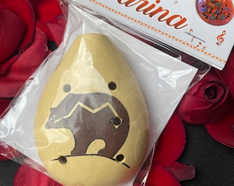 Hand-Painted Peruvian Ocarina Flute - Native Bear Design