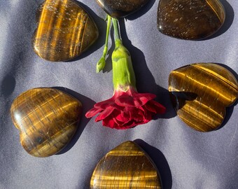 Cristal de corazón Ojo de tigre/Protección/Empoderamiento/Reiki/Conexión a tierra
