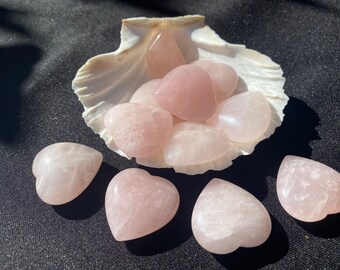 Rose Quartz Hearts Set, Aphrodite Goddess Stone, Heart Chakra Healing