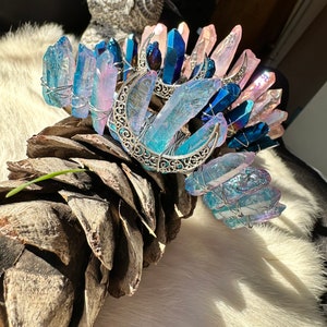 Crystal Moon Tiara/Moon Goddess/Moon Ceremony/Pagan/Magical Headband/Wedding Accessories/Crystal Headband/Magical