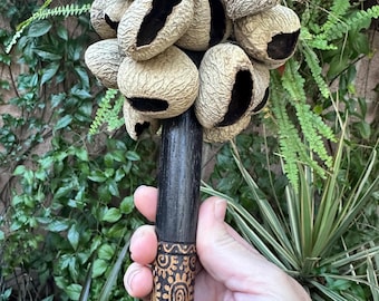 Kulwack Seed Rattle, Indonesian Hand Carved Sacred Instrument