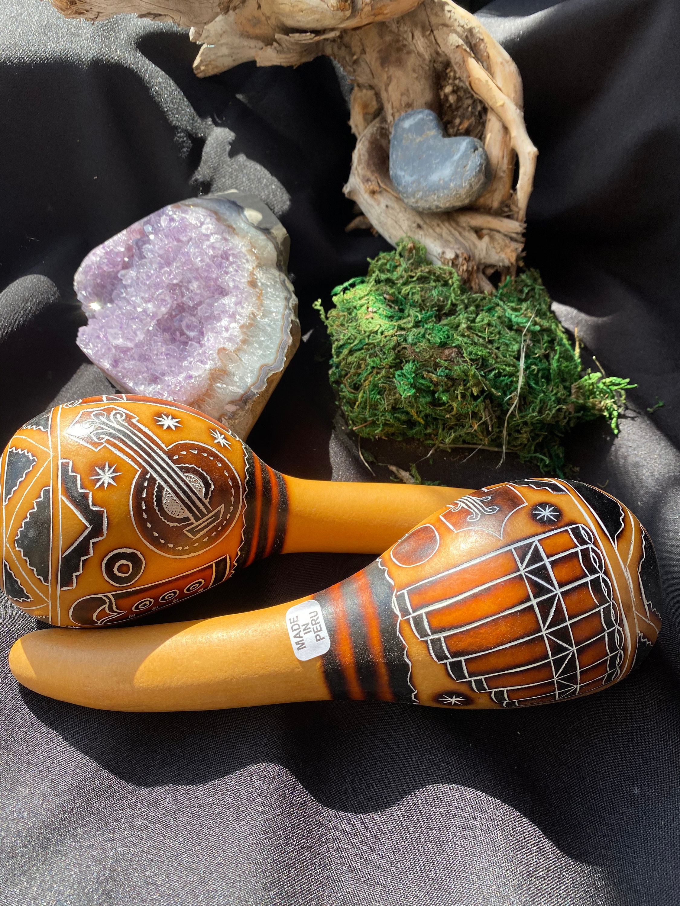 Peruvian Carved Gourd Rattle/Healing/Sound Journey Etsy