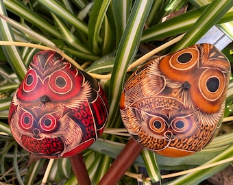 Peruvian Owl carved gourd rattle/ ceremonial/ shamanic/shaker/Peruvian/sound healing/sound journey/alchemy/ Owl Rattle/Gourd rattle