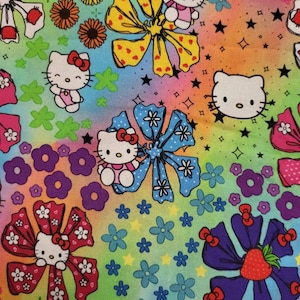 Tumbler cuts 9x14 / Custom Cotton Woven Fabrics: Colorful Cute Kittie