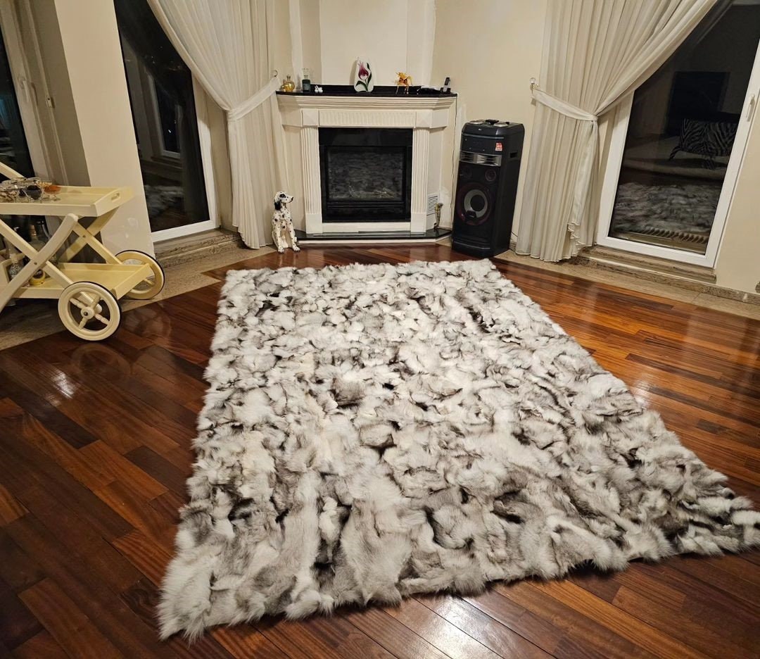 Luxury Real Fox Fur Rug Cozy Fur Rug Fox Fur Wool Throw Shag Etsy