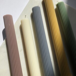 Column candle with grooves in different colors, Rod candle grooved, Cylinder candle, Decorative candle