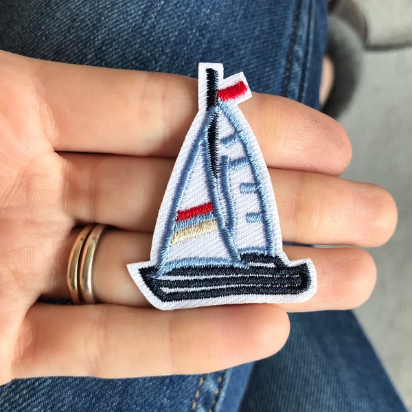Boat Iron-On Patch, Nautical Badge, Maritime Badge, DIY Embroidery, Boat Embroidered Applique, Embroidery Badge, Nautical Gift
