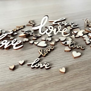200 Houten liefdeshartjes || Unieke bruiloft/feesttafel strooidecoratie/confetti || Kaarten maken, milieuvriendelijk handwerk || SNELLE VERZENDING IN HET VK