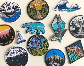 Travelling Patches | Backpacking Explorer Adventure Camping Nature Mountains  Embroidered Sew on / Iron on Patch Badge | CHOOSE YOUR DESIGN