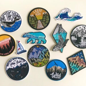 Travelling Patches | Backpacking Explorer Adventure Camping Nature Mountains  Embroidered Sew on / Iron on Patch Badge | CHOOSE YOUR DESIGN