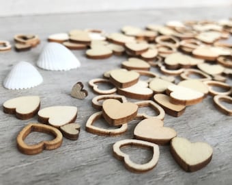 Wooden Love heart Confetti Mixture. || Table confetti || Scatter Table decorations || laser cut MDF wood hearts.