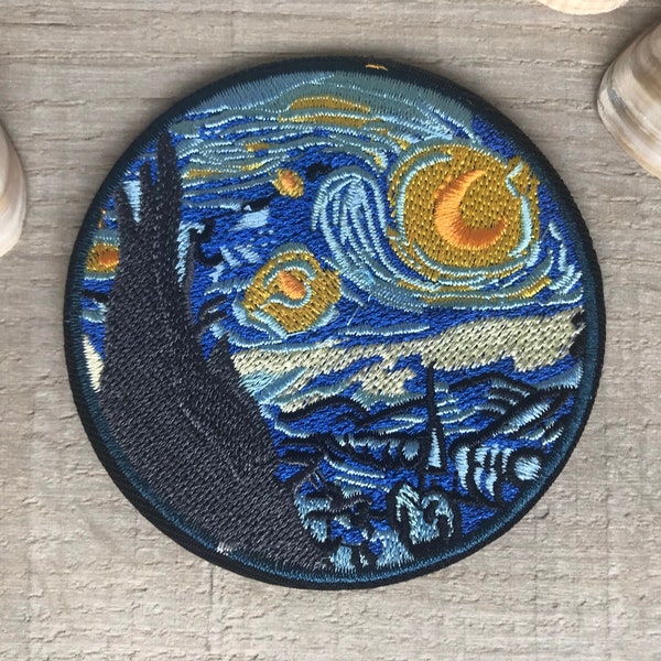 Van Gogh Starry Night Iron-On Patch: Artsy Jacket Applique
