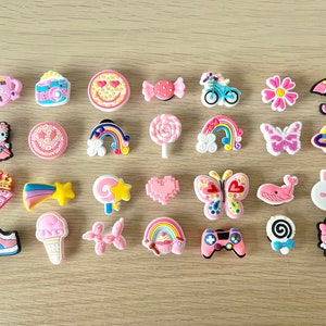 Girly Pink Clog Charms: Shoe Accessories - Flower, Bear, Heart