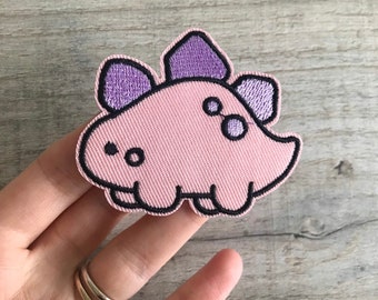 Pink, Girly Dinosaur Patch | Dinosaur Badge | Cute Patch | Funny Badge | Iron on Patch | Embroidery Patch | Purple | Jurassic park