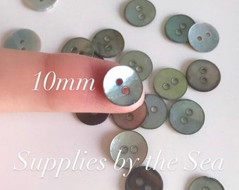 10 Smokey Blue Grey Shell / mother of Pearl buttons. Vintage (10mm / 8mm / 15mm)