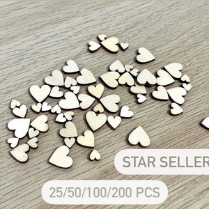25/50/100/200 Confettis de coeur d’amour en bois, mini coeurs mélangés, mariage unique / anniversaire / décoration de table de douche nuptiale, écologique, Royaume-Uni