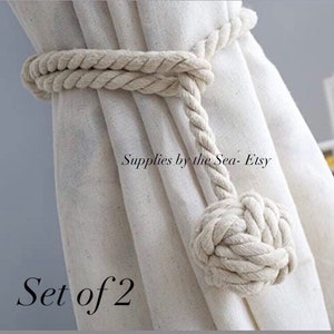 Embrasses corde de rideau fait main. Coton (beige) Matériaux naturels. Décoration de plage en bord de mer. 100 % coton.