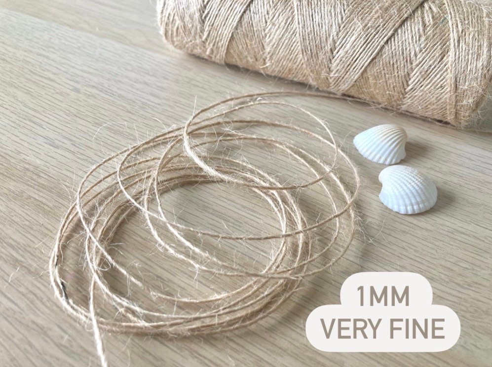 Fine Jute Twine. 5/10/20/50/100/1000m Jute, Burlap, Hessian String Natural  Biodegradable Crafts. Very Fine 1mm, Gift Wrap, Ribbon 