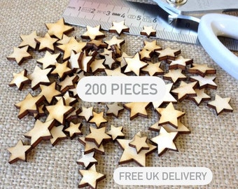 200 Mini Wood Star Confetti: Rustic Table Scatters, Scrapbooking