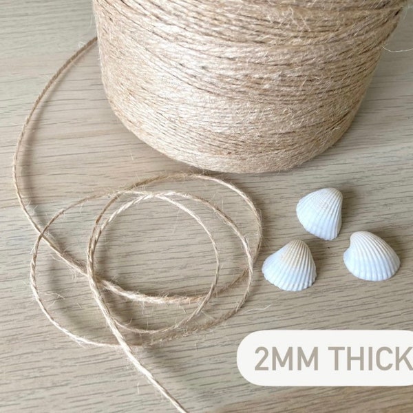 Fine Jute Twine | Sisal String 5 / 10 / 20m Hessian, Burlap, natural gift wrapping, 2mm thickness