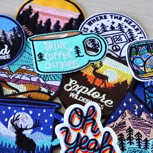 Reise-Patches | Camping | Backpacking Explorer Abenteuer Natur, Freiheit, bestickter Aufnäher/Aufnäher zum Aufbügeln | WÄHLEN SIE IHR DESIGN