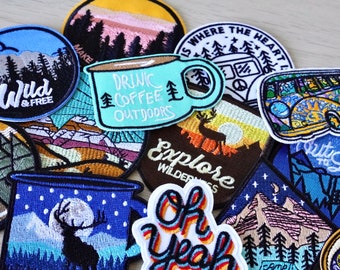 Toppa Ricamata Mammut Toppa Ricamata Ferro-da-Stiro Mammut E Grotta - Souvenir Natura Per Zaino O Giacca, Made In USA Toppe Montagna - Foto 5