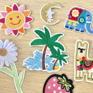 PINK GIRLY Patches | Quirky | Fun|Butterflies flowers Childrens Colourful  Embroidered Sew on / Iron on Patch Badge | Choose any design