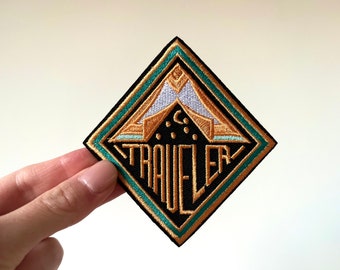 Geborduurde reiziger patch: opstrijkbare avonturenbadge