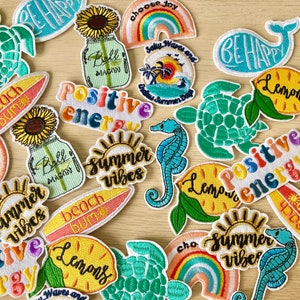 Surfing / Beach Babe Patches | positive patches, slogans, sea side, summer vibes/ Nature Embroidered Sew on / Iron on Patch Badge.