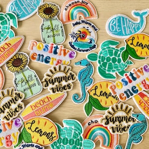 Surfing / Beach Babe Patches | positive patches, slogans, sea side, summer vibes/ Nature Embroidered Sew on / Iron on Patch Badge.