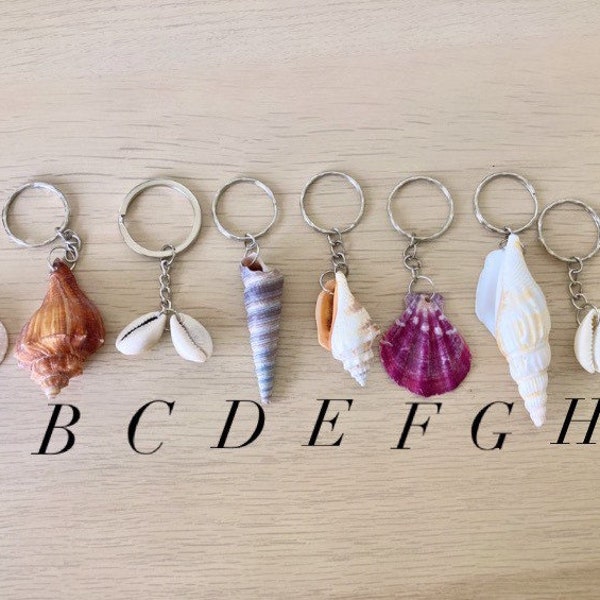 Sea Shell keyring, Choose your shell. Unique each one is different. Cowrie shell keyring, Eco friendly. Beachy, Boho, Surfers keychain.gift