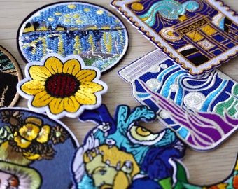 Arty Patches | Vincent Von Gogh, Mona Lisa, Sunflowers, Starry Night, Embroidered Sew on / Iron on Patch Badge | CHOOSE YOUR DESIGN