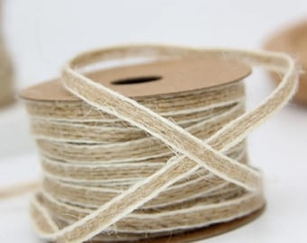 Natural jute ribbon || Biodegradable, Burlap, hemp. || eco friendly. Natural Gift wrap ribbon. White / cream ribbon, natural  5mm